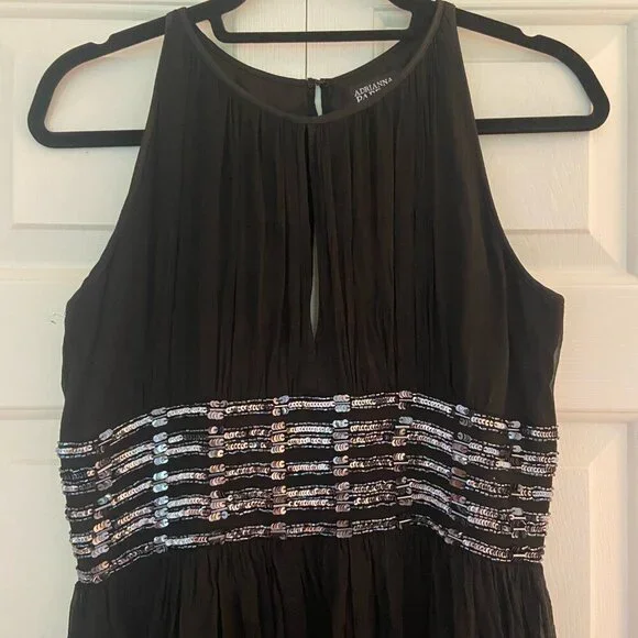 Vtg Adrianna Papell Silk Dress Size 10 Beaded Black Evening Cocktail Formal - Picture 2 of 10